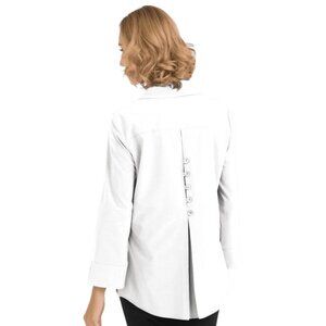 Joseph Ribkoff 193417 Blouse W Front & Back Button Detail White Tunic Size 12